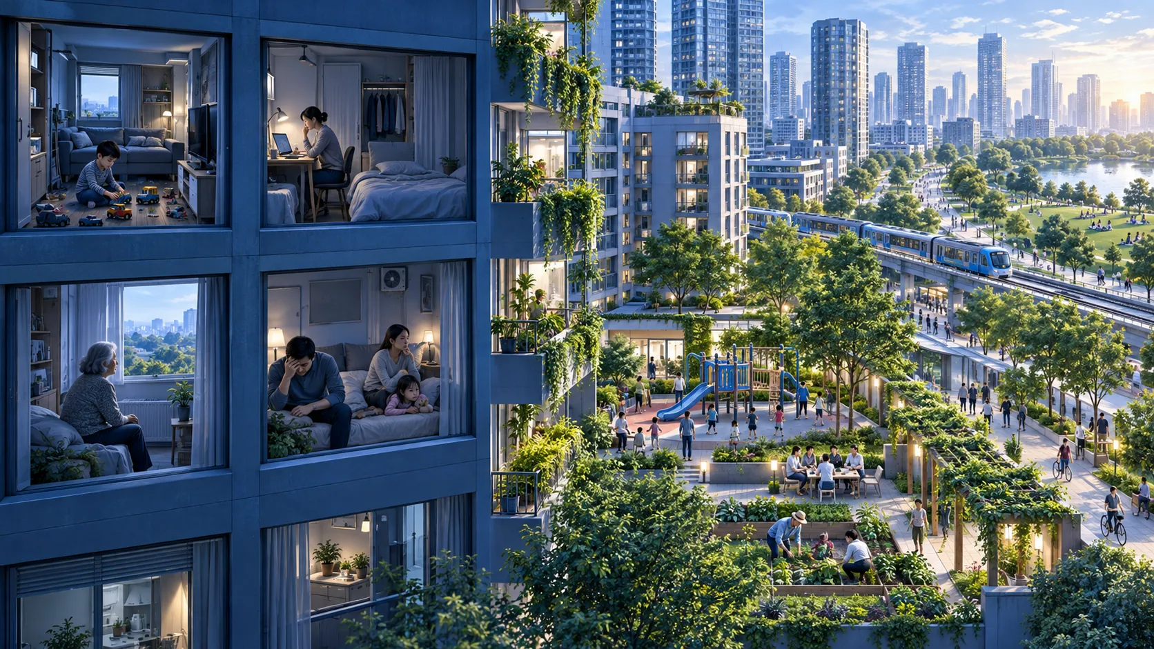 With a growing population in cities, more and more people live in homes with small or no outdoor areas.  Is it a positive or negative development?