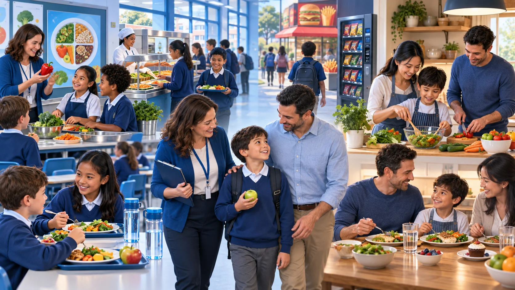 Some people think that schools should have a social responsibility to encourage children not to eat junk food. Others believe that parents should take responsibility for their children's eating habits.  Discuss both views and state your opinion.