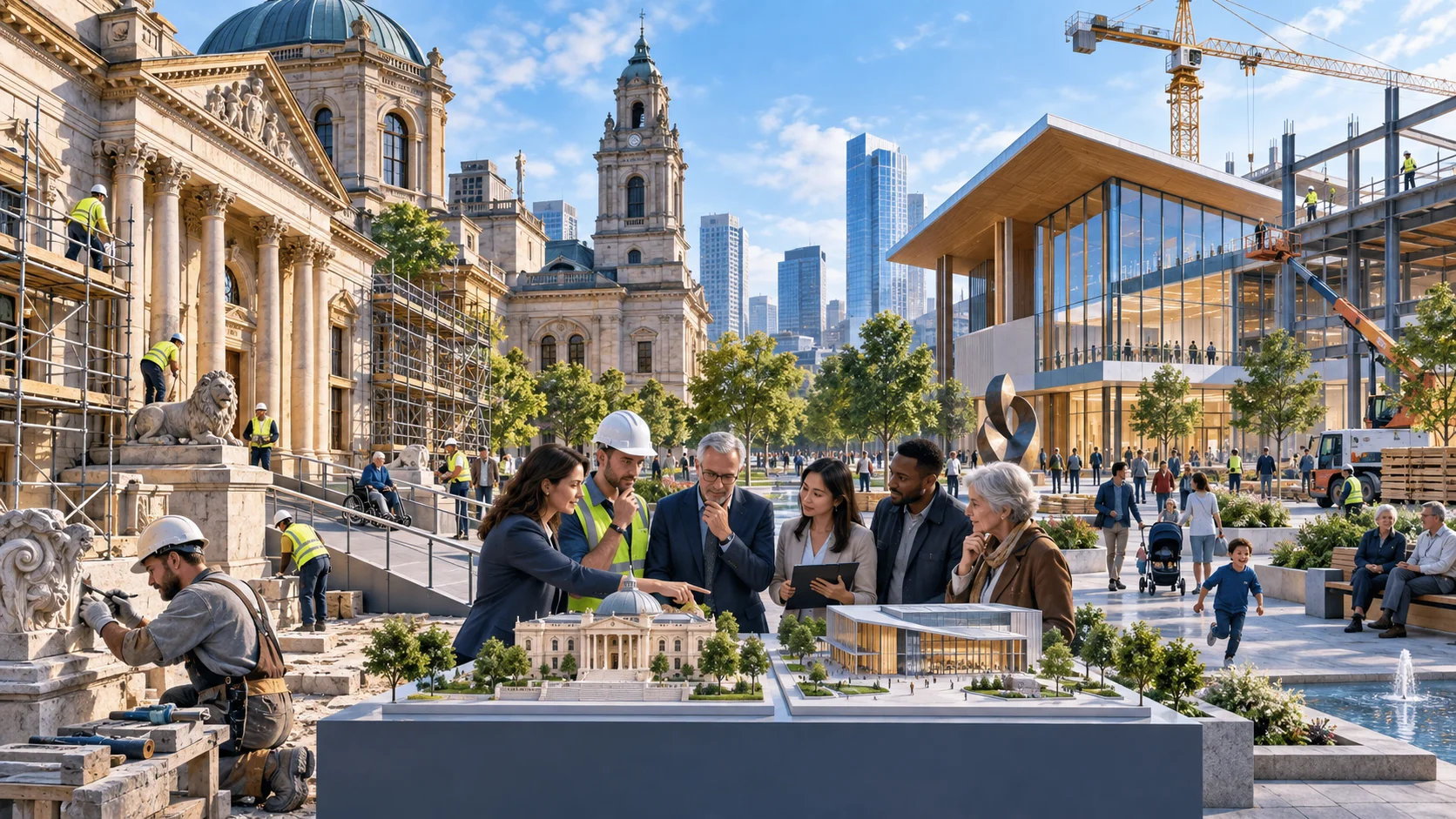 Money should be spent on building public places like museums and town halls rather than renovating existing ones. To what extent do you agree or disagree?