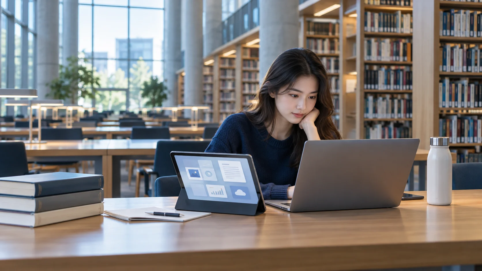 Students today can easily access information online, so libraries are no longer necessary.