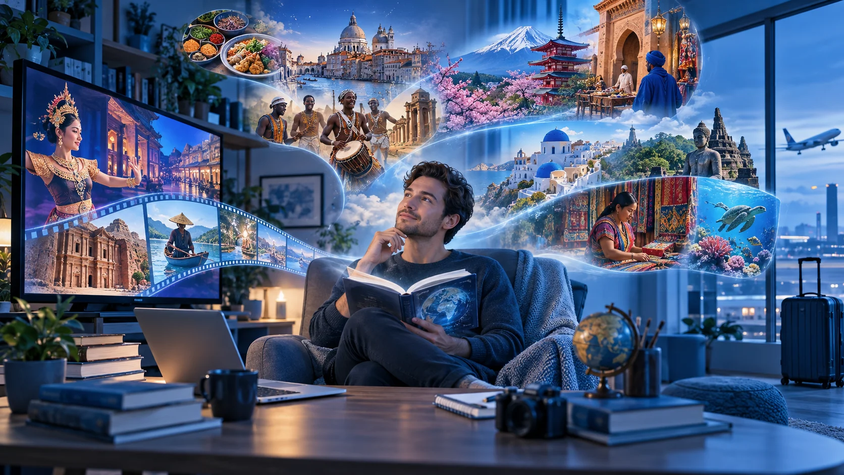 Its not necessary to travel places to learn about other cultures of other people. We can learn just as much from books, films, and the internet.