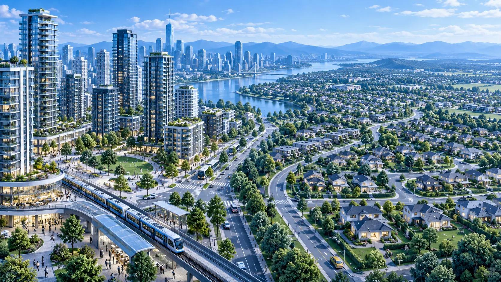 Some cities create housing for growing populations by building taller buildings, while other cities have opted to build on wider areas of land.